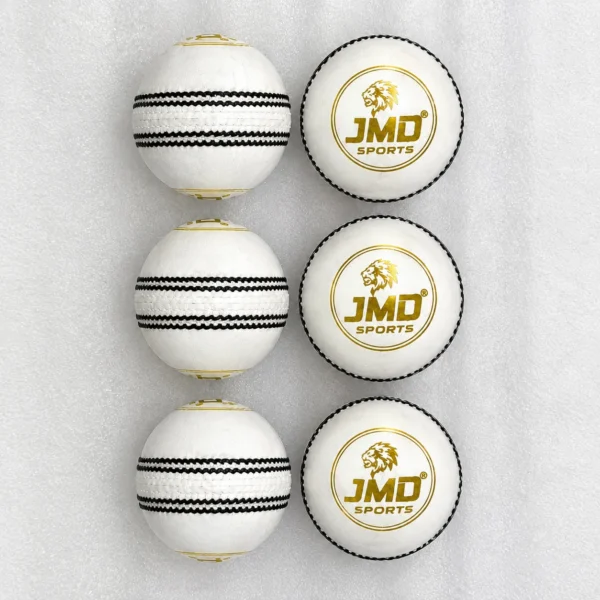 Upright Cricket Balls on Textured Foam JMD White Leather Cricket Ball pack of 6 ball
